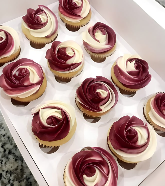 Ruby Rose Swirl Cupcakes