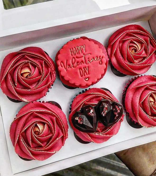 Golden Red Rose Cupcakes, Valentine's Day Gifts