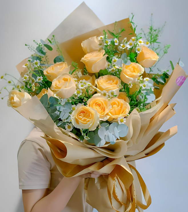 Cheerful Glow Rose Bouquet, Get Well