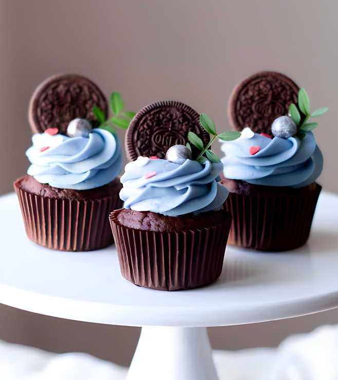 Blue Swirls Oreo Cupcakes, Father's Day