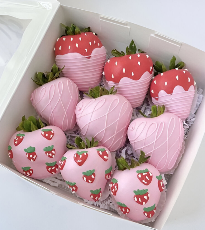 Charmed Pink Dipped Strawberries