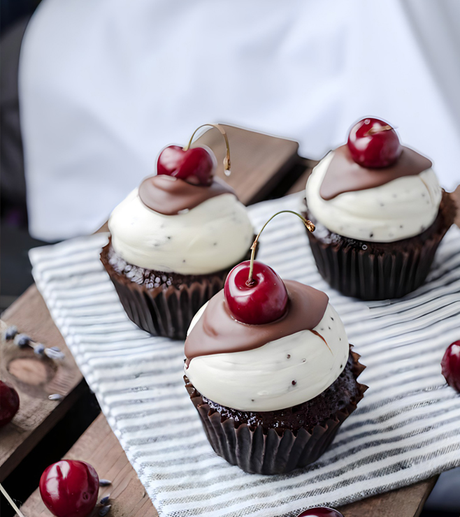 Cherry Topped Choco Cupcakes