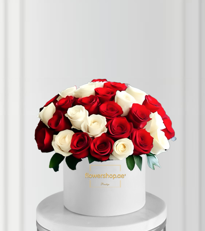 Crimson Ivory Rose Hatbox, Valentine's Day