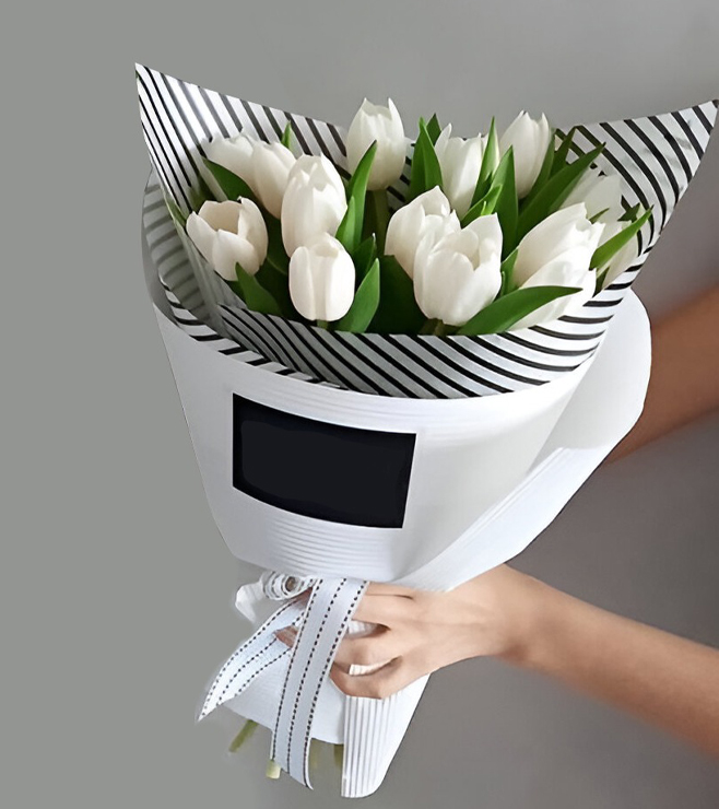 Finest White Tulips Bouquet, Back to School