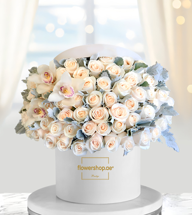 Frosted Elegance Rose Hatbox, New Year Gifts