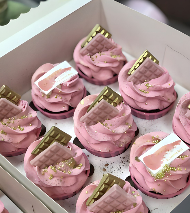 Golden Pink Elegance Cupcakes, Eid Gifts