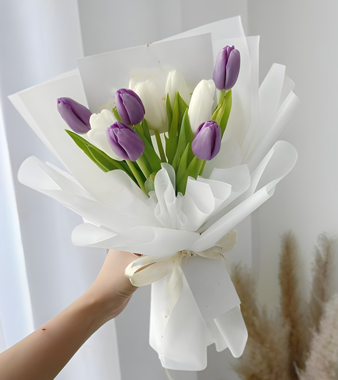 Lavender Lace Tulip Bouquet, Eid Gifts