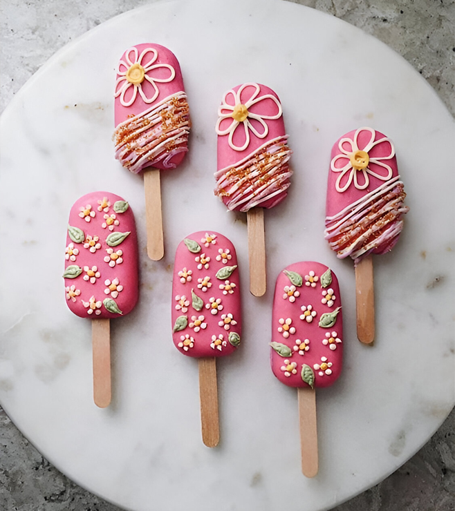 Pink Floral Cakesicles, Back to School