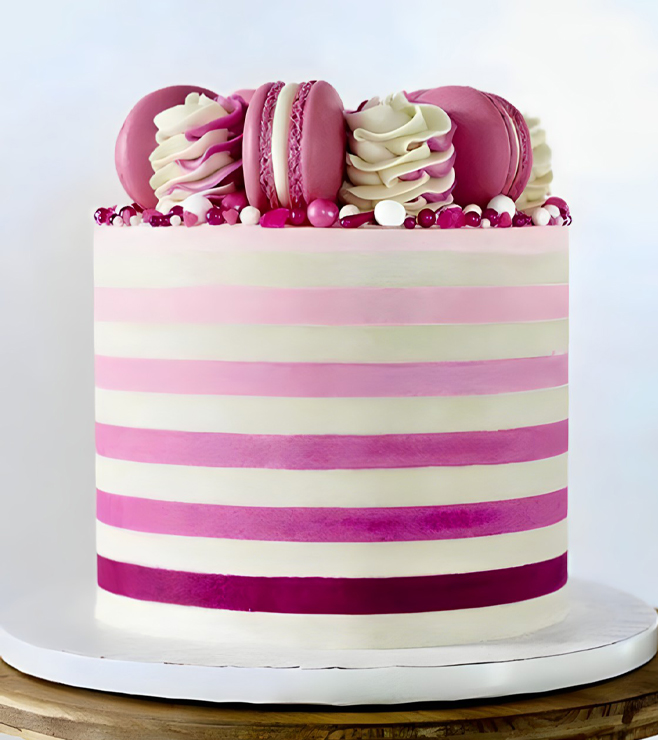 Pink Ombre Stripes Cake