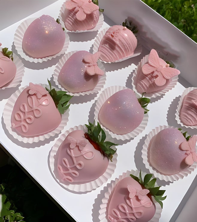 Princess Pink Dipped Strawberries