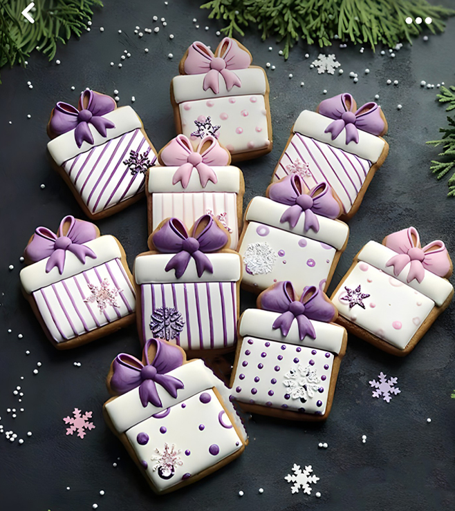 Purple Gift Cookies, Christmas Gifts