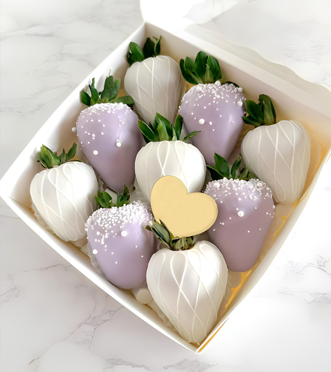 Purple White Dipped Strawberries, Father's Day