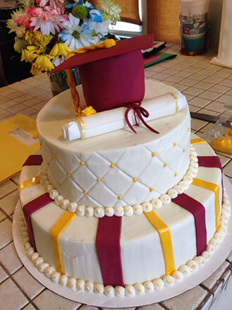 Diploma and Hat Tiered Graduation Cake, broadwaybakery.com 39248