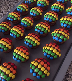 Rainbow M&M Cupcakes