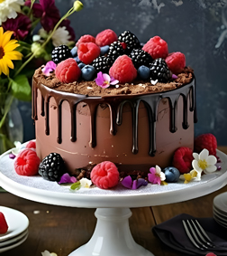 Berry Garden Chocolate Cake