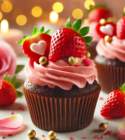 Strawberry Heart Cupcakes