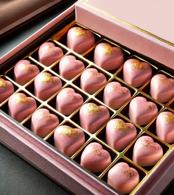 Golden Pink Heart Chocolates