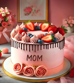 Pink Floral Strawberry Cake