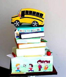 Back To School Bus and Books Cake