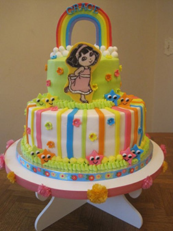 Rainbow Dora the Explorer Birthday Cake
