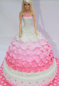 Barbie Flowing Floral Dress Cake