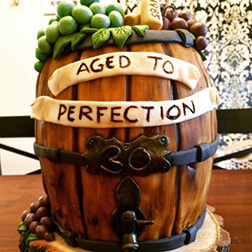 Aged To Perfection Wine Barrel Birthday Cake
