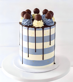 Blue and White Stripes Cake