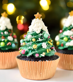 Cute Christmas Tree Cupcakes