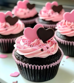 Dark Pink Heart Cupcakes