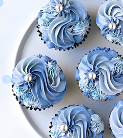 Exquisite Blue Swirls Cupcakes