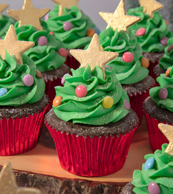 Frestive Chirstmas Tree Cupcakes