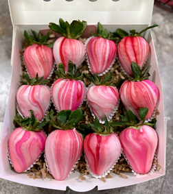 Pink Marbled Dipped Strawberries