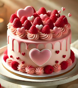 Pink Raspberry Heart Cake