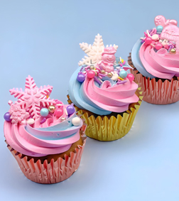 Pink Snowflake Cupcakes