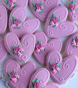 Purple Elegant Hearts Cookies