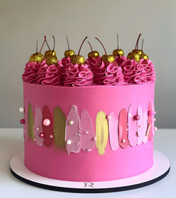 Vibrant Pink Golden Cake